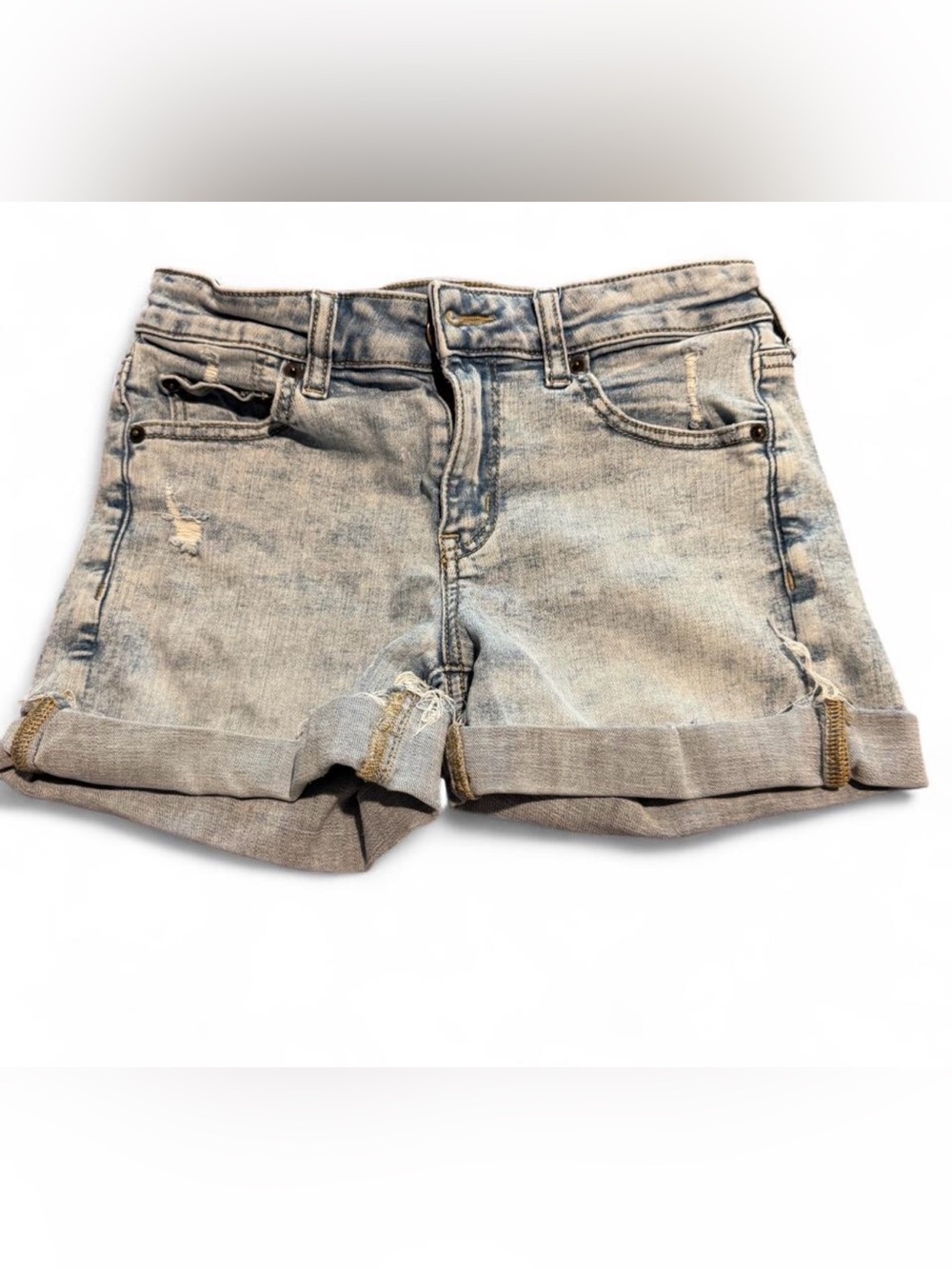 American Eagle Outfitters Light Wash Rolled Cuff Denim Shorts